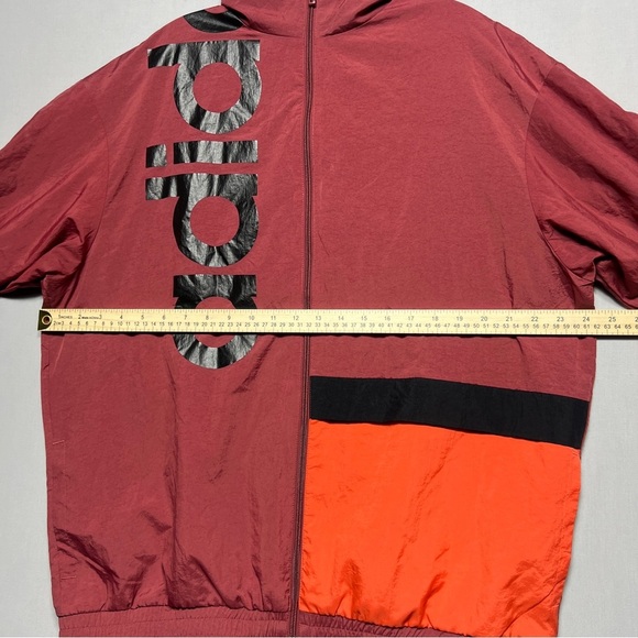 Adidas Burgundy Windbreaker Track Jacket Full Zip Women’s Size Large Colorblock - Picture 10 of 12